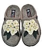 Color:Earth - Image 1 - Hortensia Appliqued Flower Wool Slippers