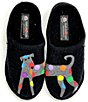 Color:Black - Image 1 - Jack Dog Appliqued Wool Mule Slippers