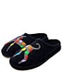 Color:Black - Image 5 - Jack Dog Appliqued Wool Mule Slippers