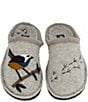 Color:Silver Grey - Image 1 - Songbird Appliqued Wool Slippers