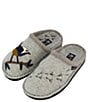 Color:Silver Grey - Image 5 - Songbird Appliqued Wool Slippers