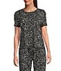 Modern Movement Half Moon by Modern Movement Abstract Zebra Jersey Knit Short Sleeve Round Neck Coordinating High-Low Hem Lounge Top, Color:Abstract Zebra - Image 1