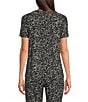 Modern Movement Half Moon by Modern Movement Abstract Zebra Jersey Knit Short Sleeve Round Neck Coordinating High-Low Hem Lounge Top, Color:Abstract Zebra - Image 2