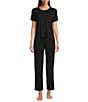 Modern Movement Half Moon by Modern Movement Jersey Knit Drawstring Tie Coordinating Lounge Pants, Color:Black - Image 3