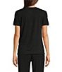 Modern Movement Half Moon by Modern Movement Jersey Knit Short Sleeve Round Neck Coordinating High-Low Hem Lounge Top, Color:Black - Image 2