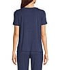 Modern Movement Half Moon by Modern Movement Jersey Knit Short Sleeve Round Neck Coordinating High-Low Hem Lounge Top, Color:Tundra Blue - Image 2