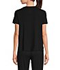 Color:Black - Image 2 - Half Moon by Modern Movement Jersey Knit Short Sleeve Round Neck Coordinating High-Low Hem Lounge Top