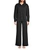 Modern Movement Half Moon by Modern Movement Long Sleeve Button Down Collar Neck Knit Coordinating Lounge Top, Color:Black - Image 3