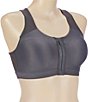 Color:Charcoal - Image 1 - Half Moon by Modern Movement Mesh Zip Front Yoga Sports Bra