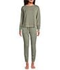 Modern Movement Half Moon By Modern Movement Scuba Knit Drawstring Tie Coordinating Lounge Pants, Color:Deep Sage - Image 3