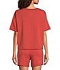 Modern Movement Half Moon by Modern Movement Short Sleeve Crew Neck Knit Coordinating Lounge Top, Color:Tandoori Spice - Image 2