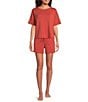 Modern Movement Half Moon by Modern Movement Short Sleeve Crew Neck Knit Coordinating Lounge Top, Color:Tandoori Spice - Image 3