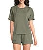 Half Moon by Modern Movement Short Sleeve Crew Neck Scuba Knit Lounge Sleep Top - Image 1