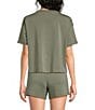 Half Moon by Modern Movement Short Sleeve Crew Neck Scuba Knit Lounge Sleep Top - Image 2