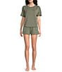 Half Moon by Modern Movement Short Sleeve Crew Neck Scuba Knit Lounge Sleep Top - Image 3