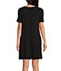 Color:Black - Image 2 - Half Moon by Modern Movement Short Sleeve Knit Lounge Dress
