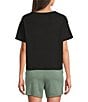 Half Moon by Modern Movement Solid Textured Stripe Short Sleeve Crew Neck Coordinating Lounge Top - Image 2