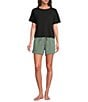 Half Moon by Modern Movement Solid Textured Stripe Short Sleeve Crew Neck Coordinating Lounge Top - Image 3
