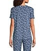 Modern Movement Half Moon by Modern Movement Stroke Print Jersey Knit Short Sleeve Round Neck Coordinating High-Low Hem Lounge Top, Color:Modern Stroke - Image 2