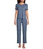 Modern Movement Half Moon by Modern Movement Stroke Print Jersey Knit Short Sleeve Round Neck Coordinating High-Low Hem Lounge Top, Color:Modern Stroke - Image 3