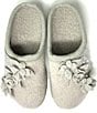 Color:Light Grey - Image 1 - Charisma Wool Appliqued Flower Mule Slippers