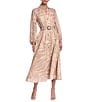 Halston Balloon Sleeve Animal Print Midi Shirt Dress - Image 1