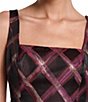Halston Brocade Square Neck Sleeveless Mini Dress - Image 4