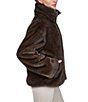 Halston Faux Fur Funnel Collar Long Sleeve Zip Front Teddy Jacket - Image 2