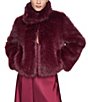 Halston Faux Fur Notch Collar Cropped Jacket - Image 1