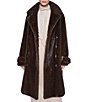 Halston Faux Fur Notch Collar Wrap Belted Oversized Maxi Coat - Image 1