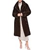 Halston Faux Fur Notch Collar Wrap Belted Oversized Maxi Coat - Image 3