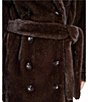Halston Faux Fur Notch Collar Wrap Belted Oversized Maxi Coat - Image 4