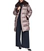 Halston Faux Fur Notch Collar Zip Front Down Jacket - Image 5