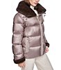 Halston Faux Fur Notch Collar Zip Front Down Puffer Jacket - Image 5