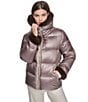 Halston Faux Fur Notch Collar Zip Front Down Puffer Jacket - Image 6