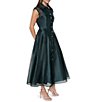 Halston Organza Cap Sleeve Button Front Midi Dress - Image 3