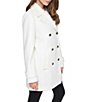 Halston Petite Size Wool Blend Notch Collar Long Sleeve Double Breasted Peacoat - Image 6