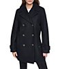 Halston Petite Size Wool Blend Notch Collar Long Sleeve Double Breasted Peacoat - Image 1
