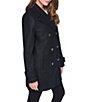 Halston Petite Size Wool Blend Notch Collar Long Sleeve Double Breasted Peacoat - Image 3