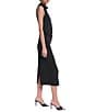 Halston Ponte Draped Turtleneck Sleeveless Midi Dress - Image 3