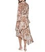Halston Printed Smocked Neck Long Sleeve Asymmetrical Midi Dress - Image 2