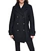 Halston Wool Blend Botch Double Breasted Peacoat - Image 1