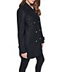 Halston Wool Blend Botch Double Breasted Peacoat - Image 3