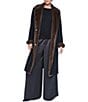 Halston Wool Blend Faux Fur Trim Notch Collar Belted Wrap Coat - Image 2