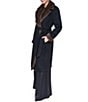 Halston Wool Blend Faux Fur Trim Notch Collar Belted Wrap Coat - Image 3