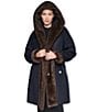 Halston Wool Blended Faux Fur Hooded Belted Wrap Coat - Image 3