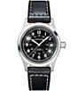 Hamilton Men's Khaki Field Automatic Leather Strap Bracelet Watch, Color:Black - Image 1