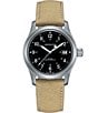 Hamilton Khaki Field Mechanical Canvas Strap Watch, Color:Beige - Image 1