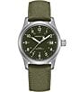 Hamilton Khaki Field Mechanical Canvas Strap Watch, Color:Green - Image 1