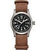 Color:Brown - Image 1 - Men's Khaki Field Mechanical Brown NATO Leather Strap Watch